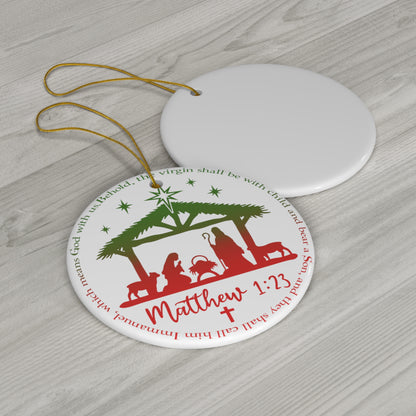 Ceramic Ornament, Matthew 1:23 (White)