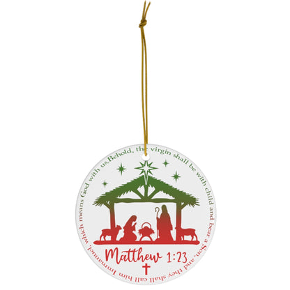 Ceramic Ornament, Matthew 1:23 (White)