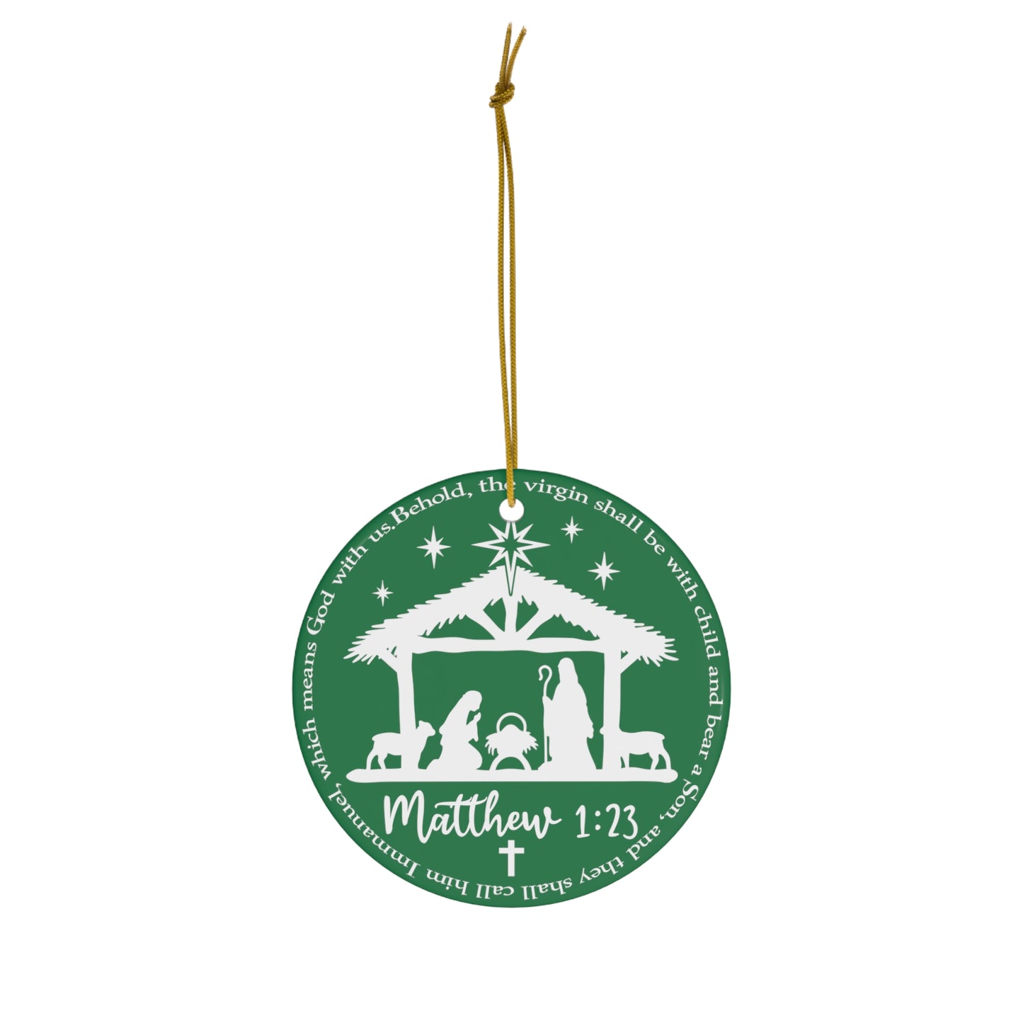 Ceramic Ornament, Matthew 1:23 (Green)