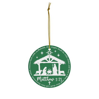 Ceramic Ornament, Matthew 1:23 (Green)