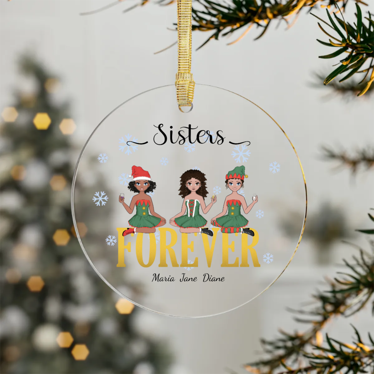 Personalized - Lady Besties, Sisters, Friends, Cousins Acrylic Ornament