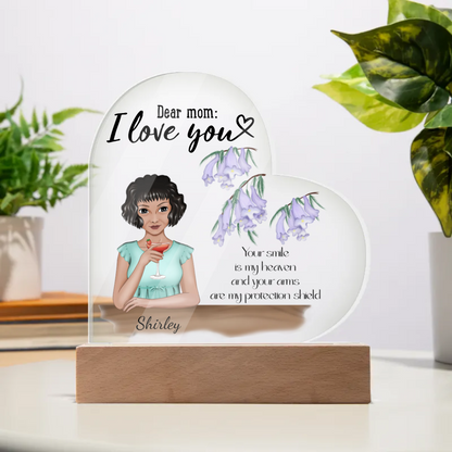 Personalized - I Love You Mom Acrylic Heart Plaque