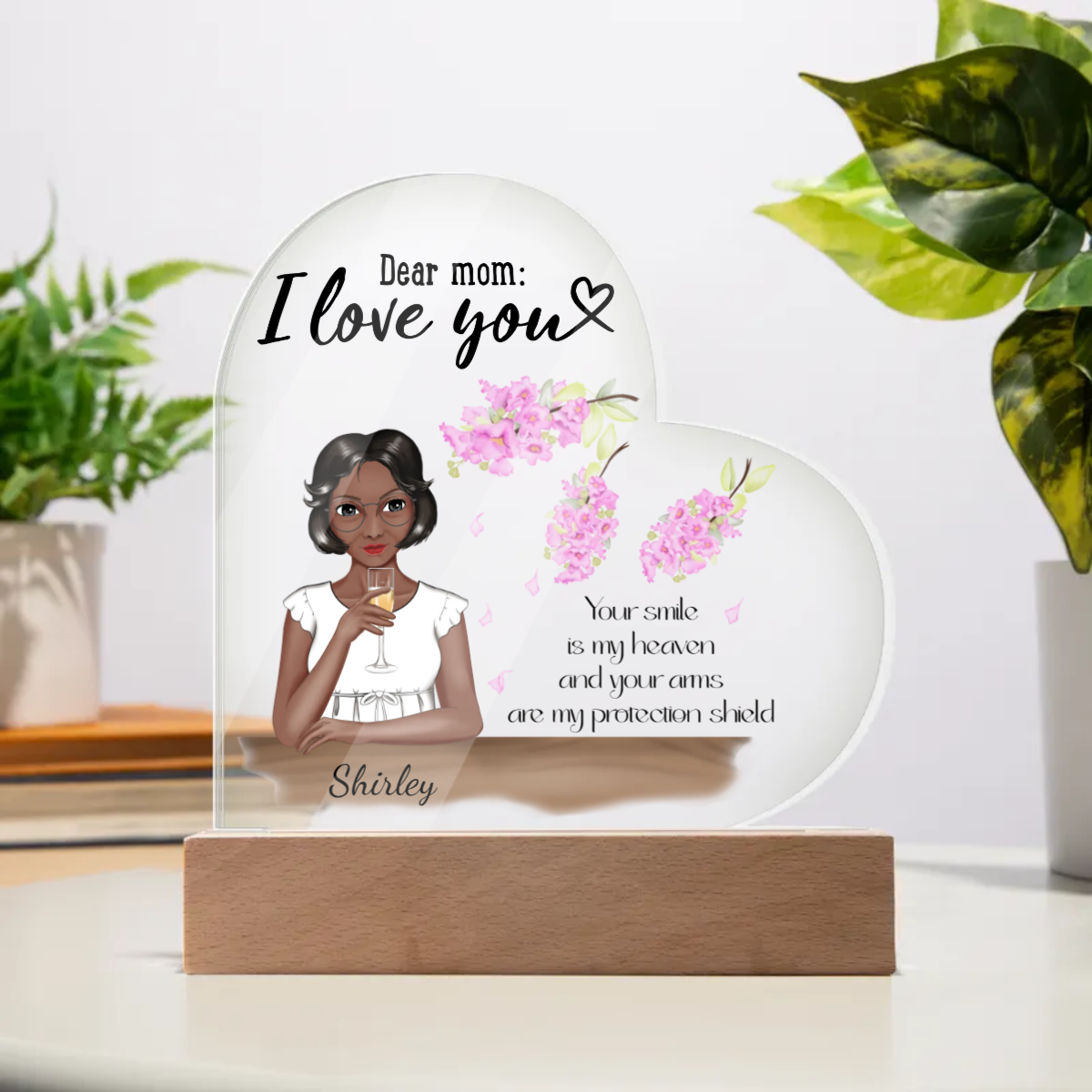 Personalized - I Love You Mom Acrylic Heart Plaque