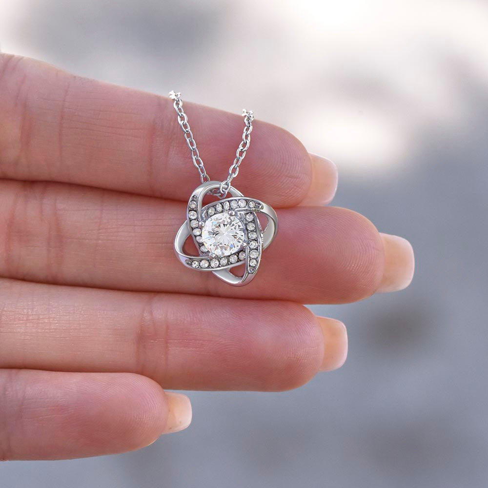 Gift for Daughter - from Dad, Love Knot Necklace (White Gold)