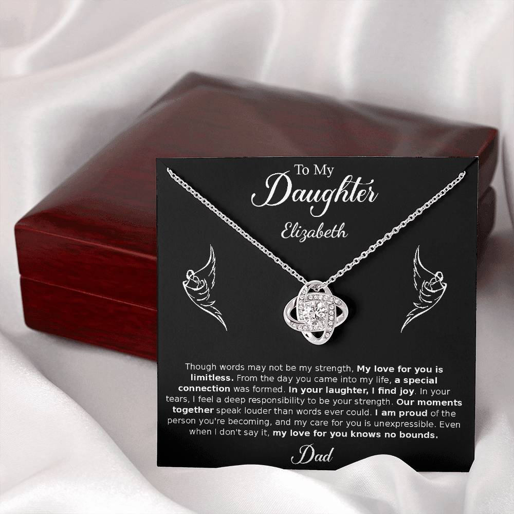 Gift for Daughter - from Dad, Love Knot Necklace (White Gold)