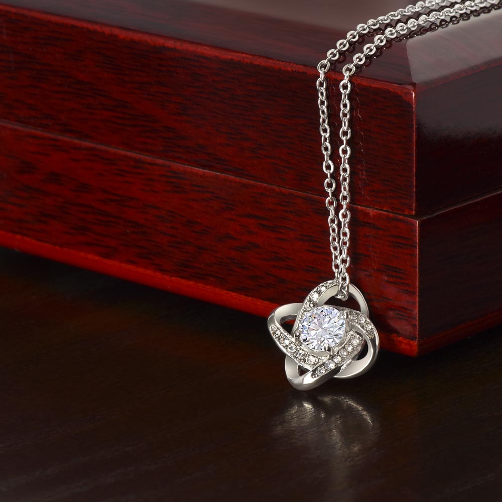 Gift for Daughter - from Dad, Love Knot Necklace (White Gold)