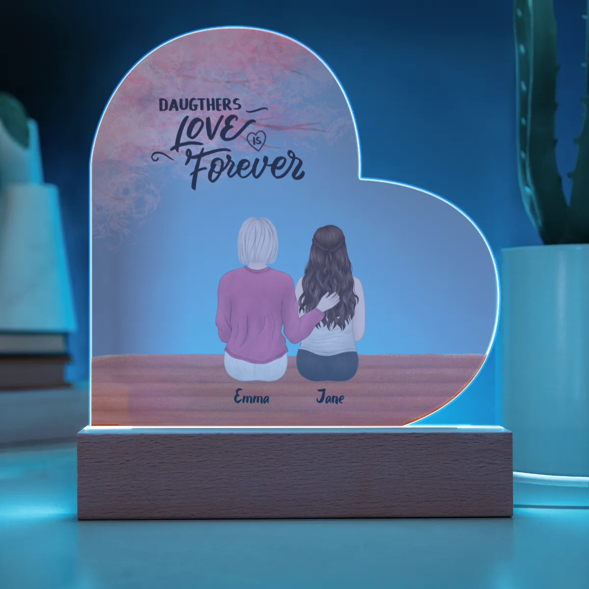 Personalized Daughter's Love Forever Acrylic Heart Plaque