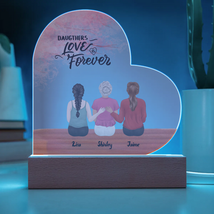 Personalized Daughter's Love Forever Acrylic Heart Plaque