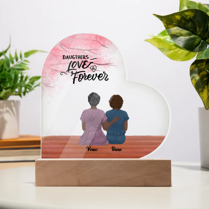 Personalized Daughter's Love Forever Acrylic Heart Plaque